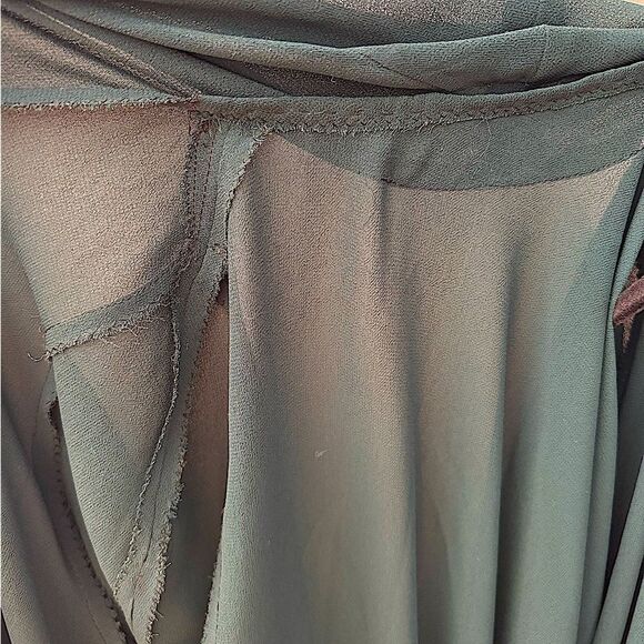 Vintage Boho Handmade Anonymous Emerald Green Ruffle Evening Jacket Duster L/XL - Picture 7 of 7